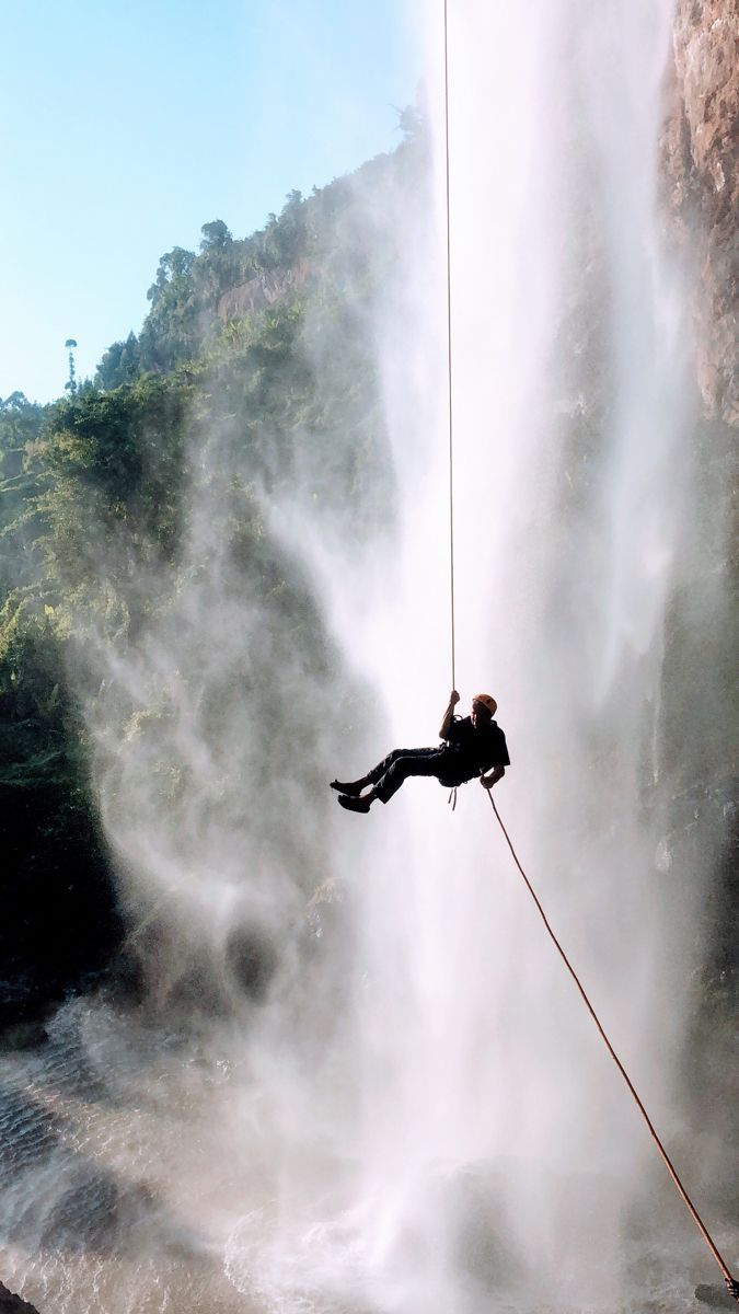 Waterfall abseiling